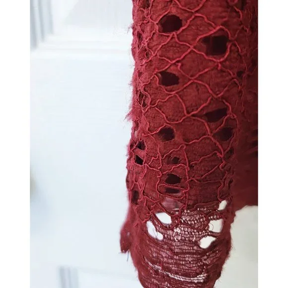 J. Crew 3/4 Three-Quarter Sleeve Lace Shift Mini Dress in Burgundy - Picture 5 of 5